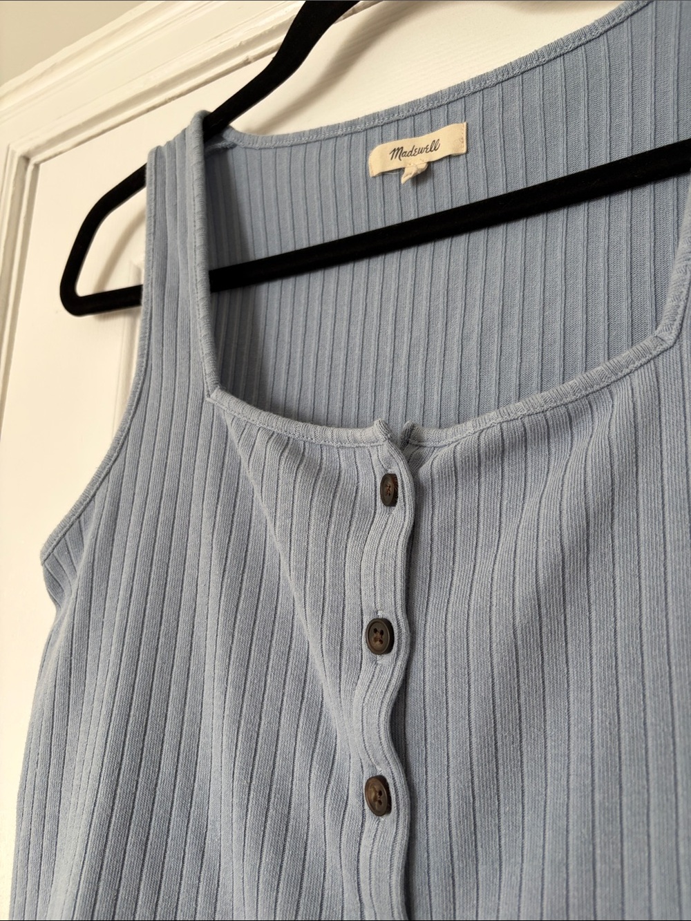 Madewell Ribbed Button-Front Tank — Dusty Blue - Picture 2 of 2
